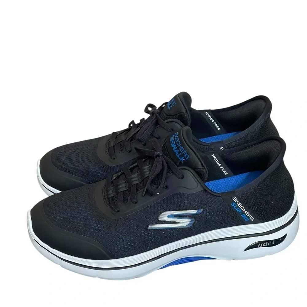 Skechers Men's Black and Blue Arch Fit Sneakers size 10